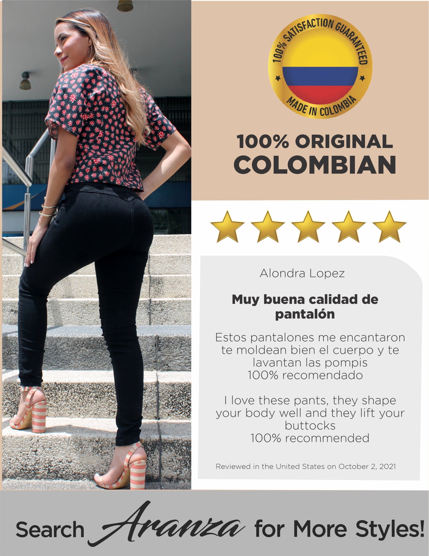  Pantalones vaqueros ajustados de cintura alta con diseño  colombiano y levantamiento de glúteos, Negro (7a192) : Ropa, Zapatos y  Joyería