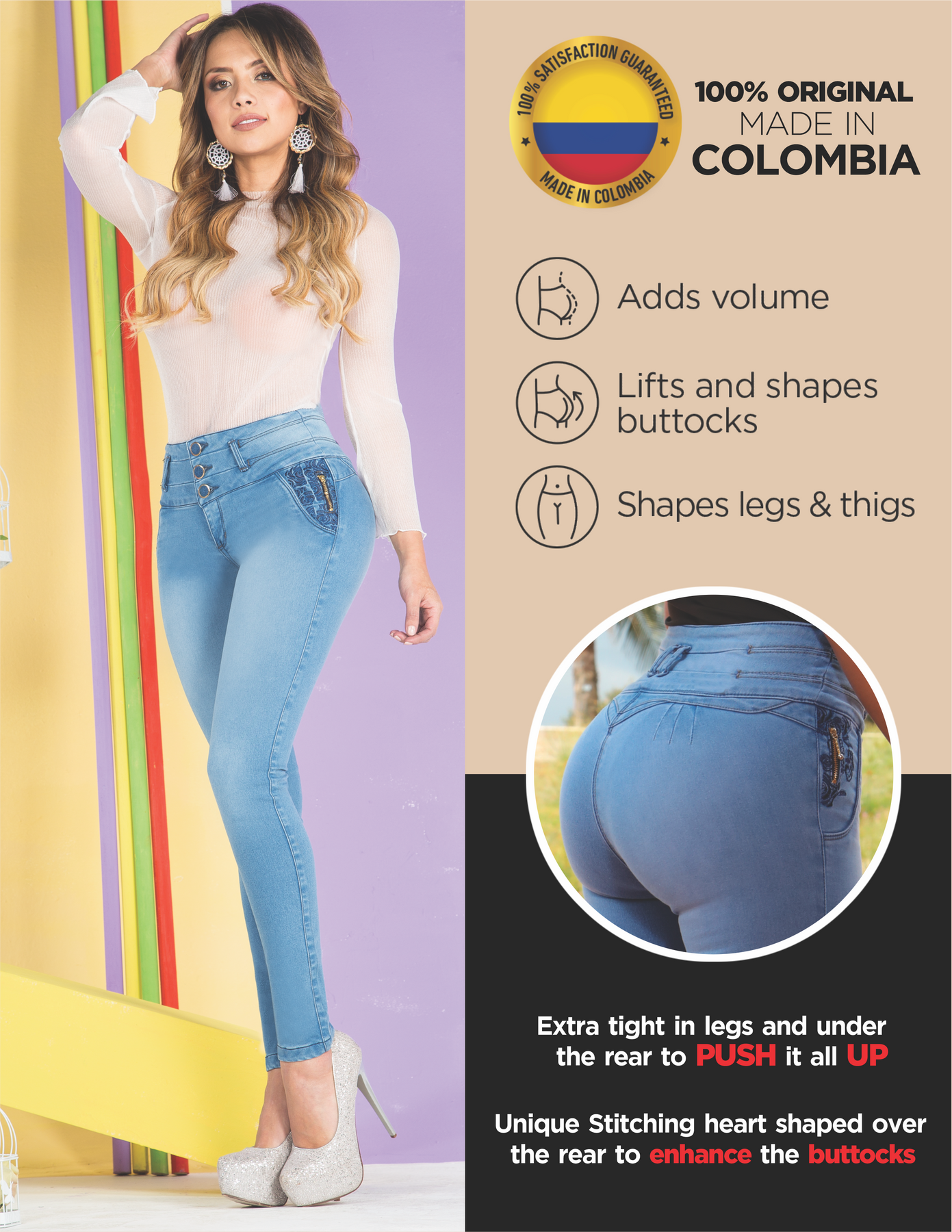 Colombian Pants UP Jeans Butt Lifting Pantalones Colombianos Levanta C –  Aranza Shapewear