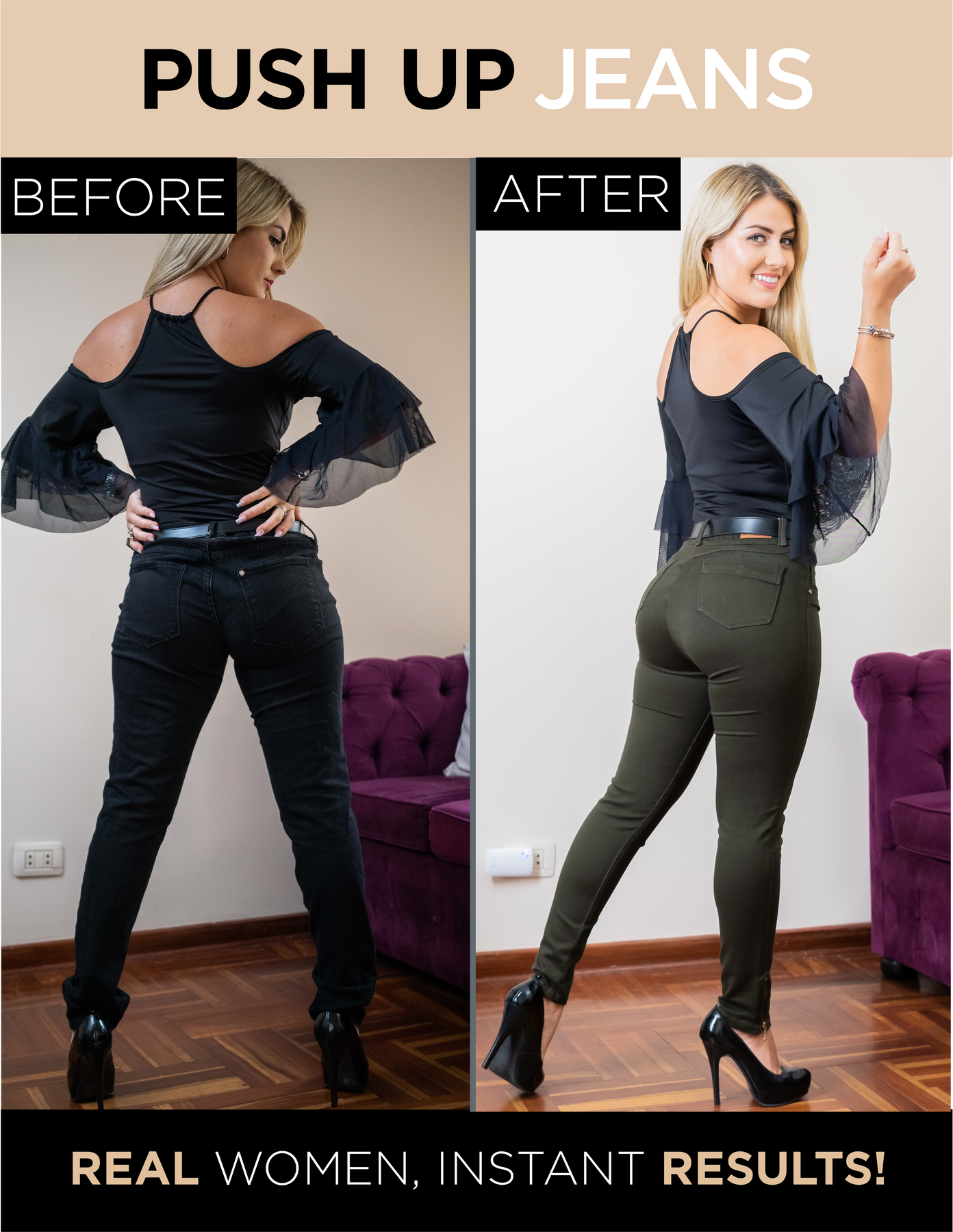 Levanta cola jeans before online and after